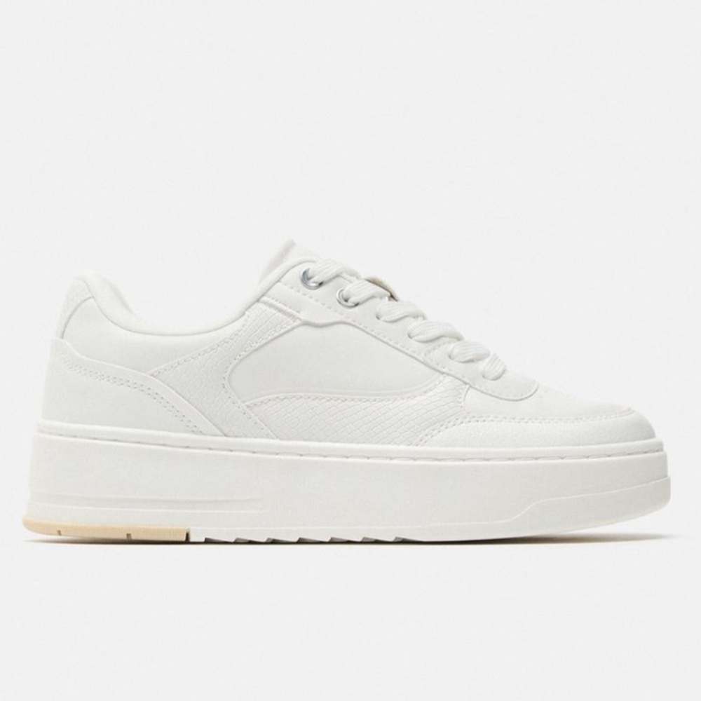NEW ZARA Women’s White Platform Trainer Sneakers, Size 39